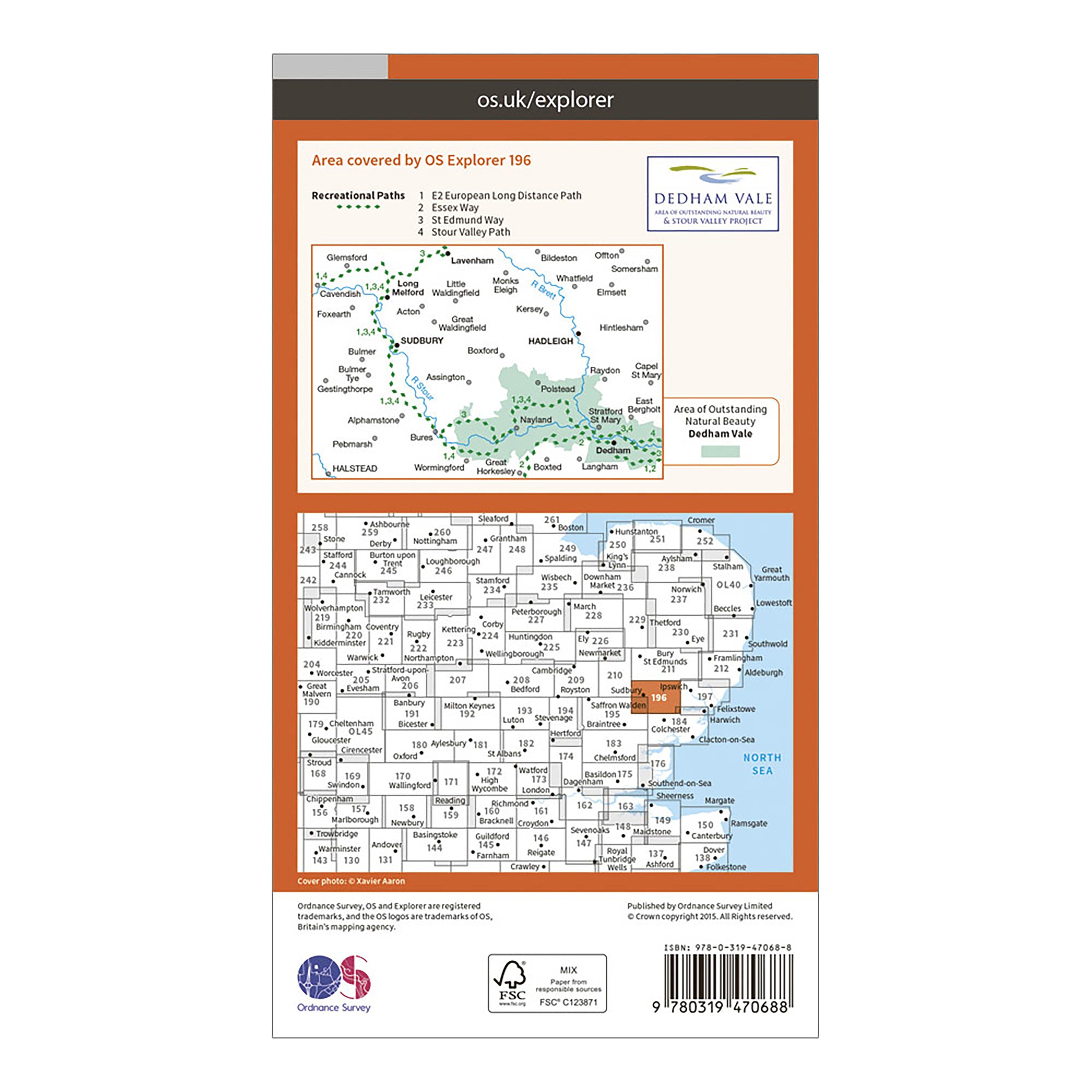 Explorer Active 196 Sudbury, Hadleigh & Dedham Vale Map With Digital Version