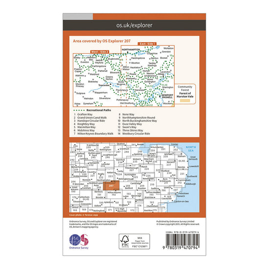 Explorer Active 207 Newport Pagnell & Northampton South Map With Digital Version