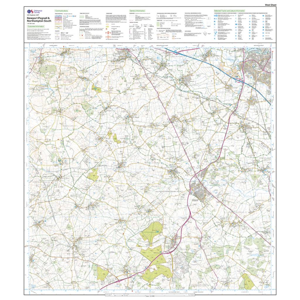 Explorer Active 207 Newport Pagnell & Northampton South Map With Digital Version