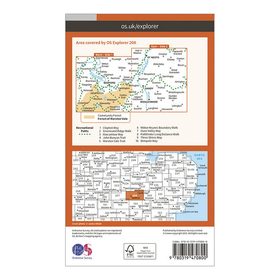 Explorer Active 208 Bedford & St Neots Map With Digital Version