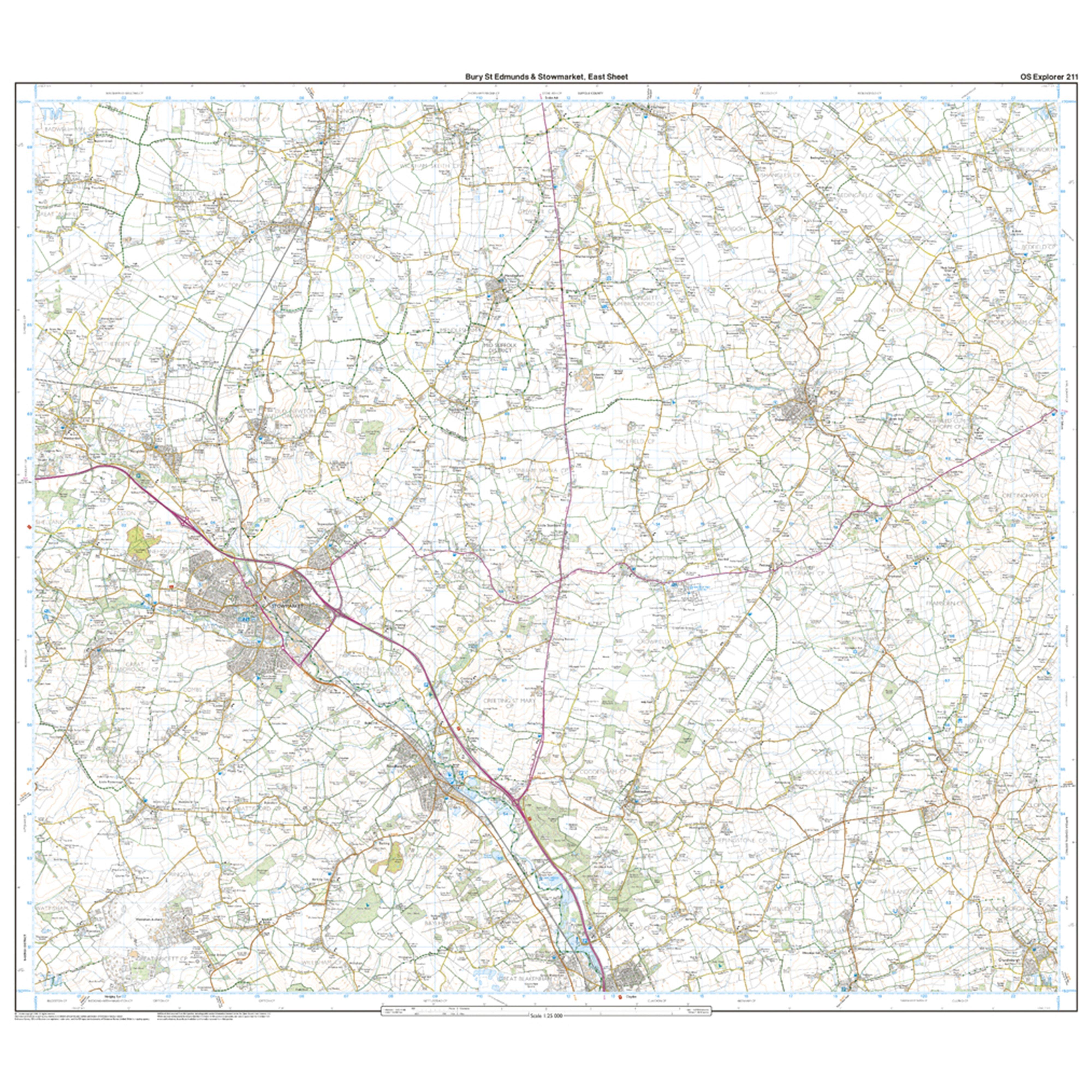 Explorer Active 211 Bury St Edmunds & Stowmarket Map With Digital Version