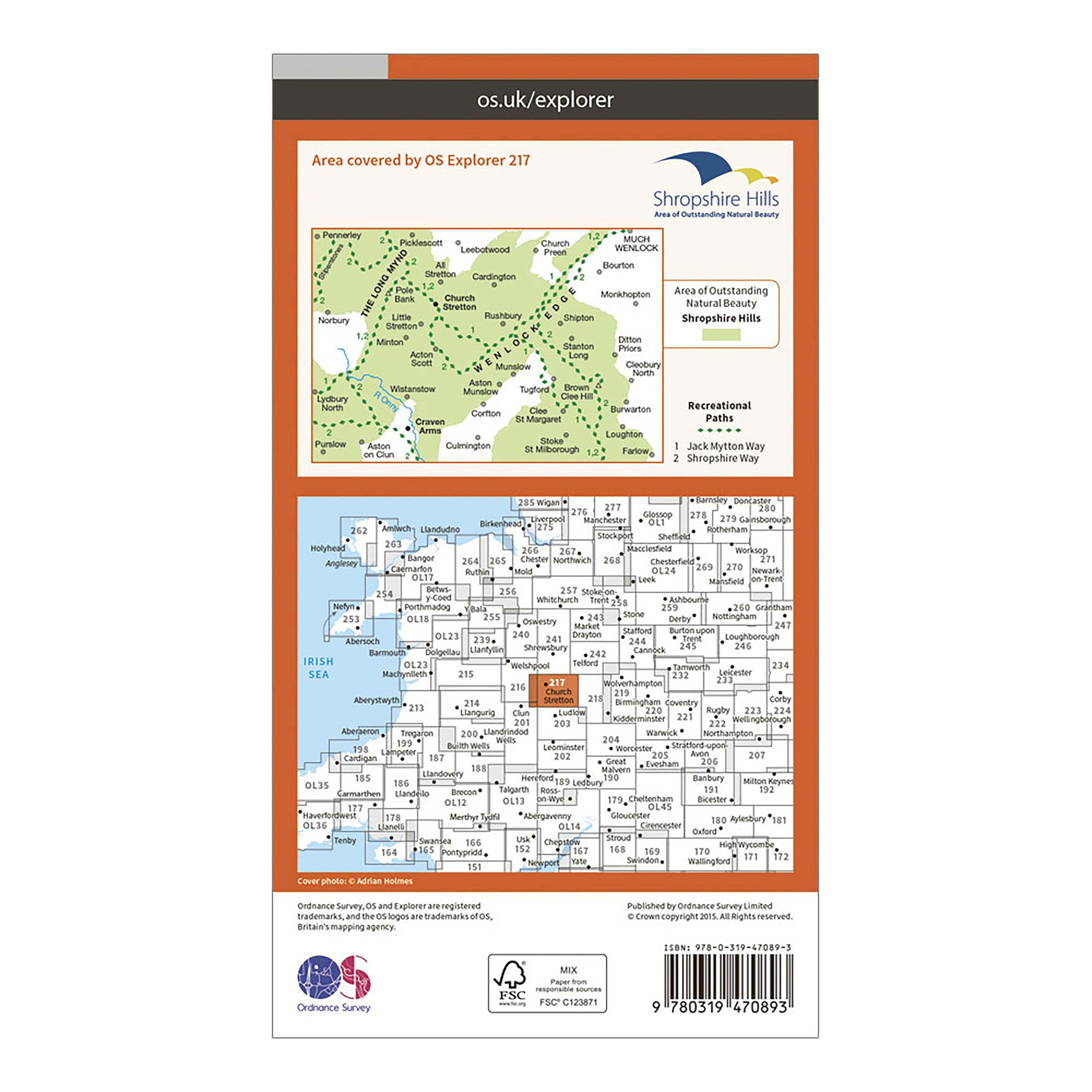 Explorer Active 217 The Long Mynd & Wenlock Edge Map With Digital Version