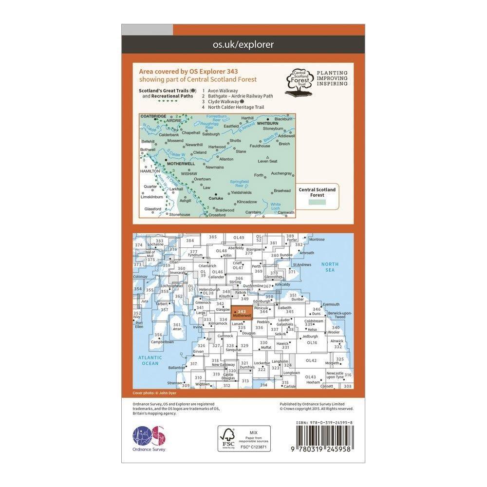 Explorer 343 Motherwell & Coatbridge Map With Digital Version