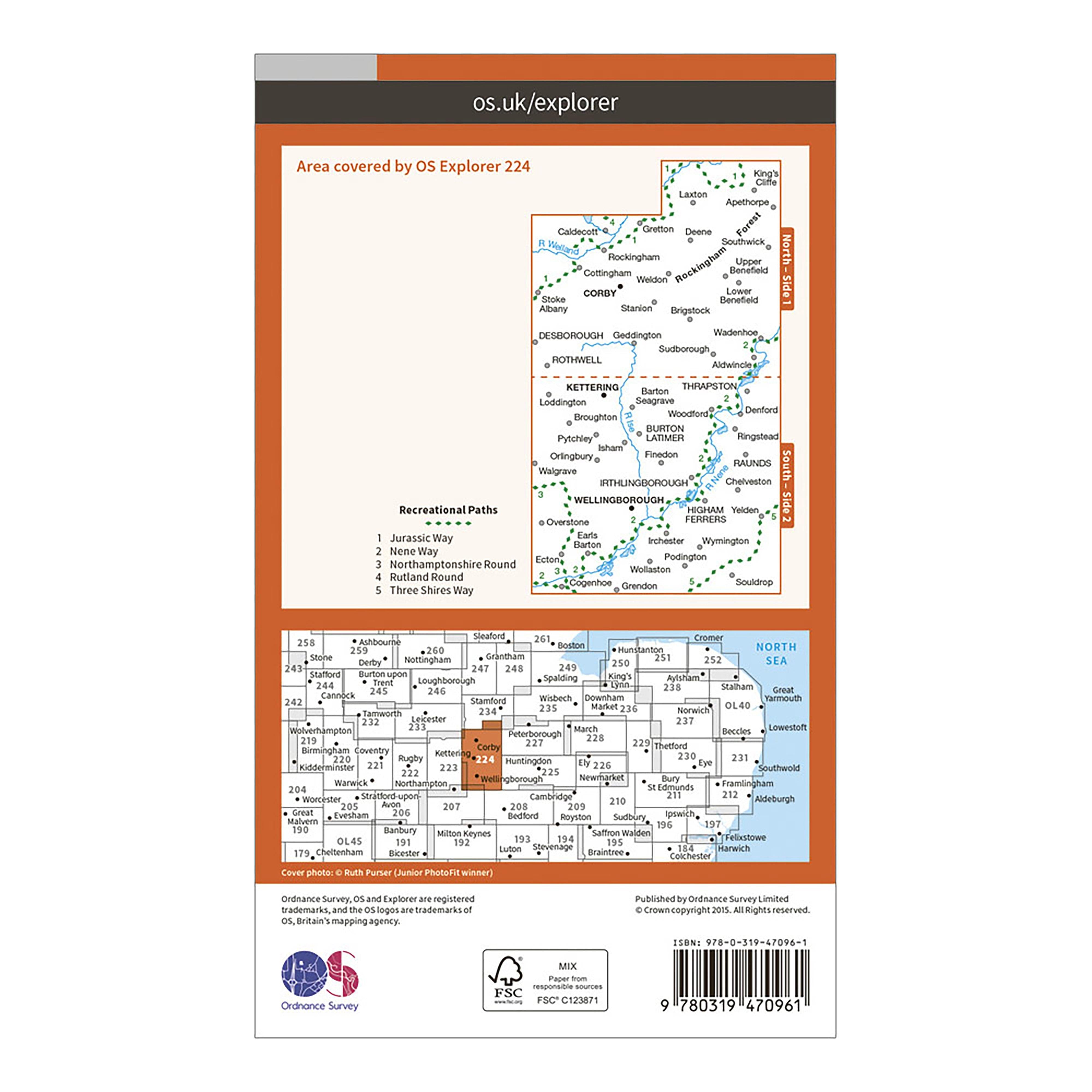 Explorer Active 224 Corby, Kettering & Wellingborough Map With Digital Version