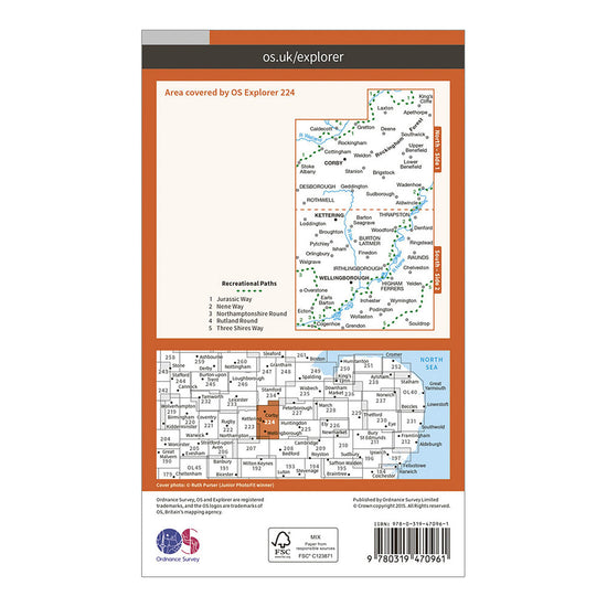Explorer Active 224 Corby, Kettering & Wellingborough Map With Digital Version
