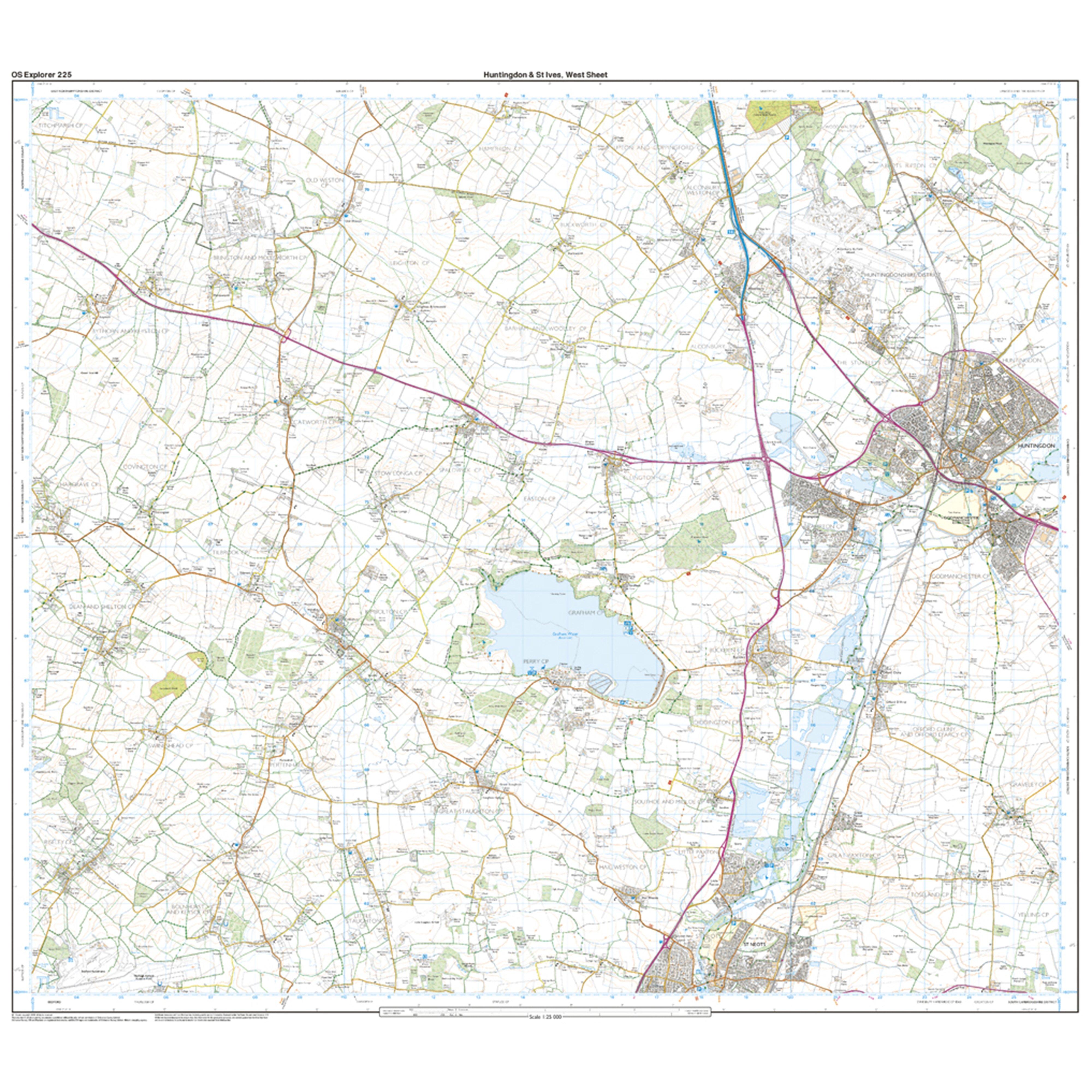 Explorer Active 225 Huntingdon & St Ives Map With Digital Version