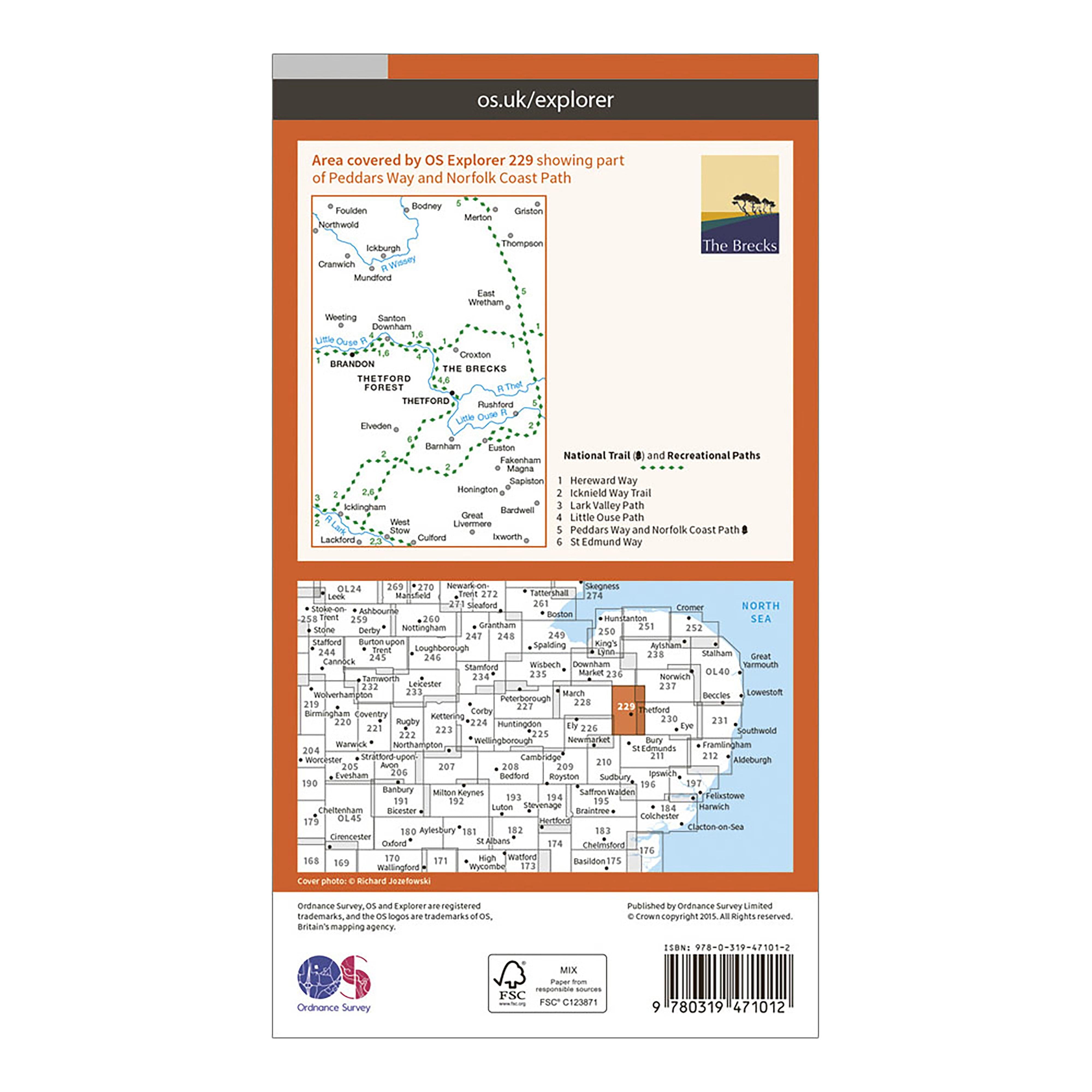 Explorer Active 229 Thetford Forest in the Brecks Map With Digital Version