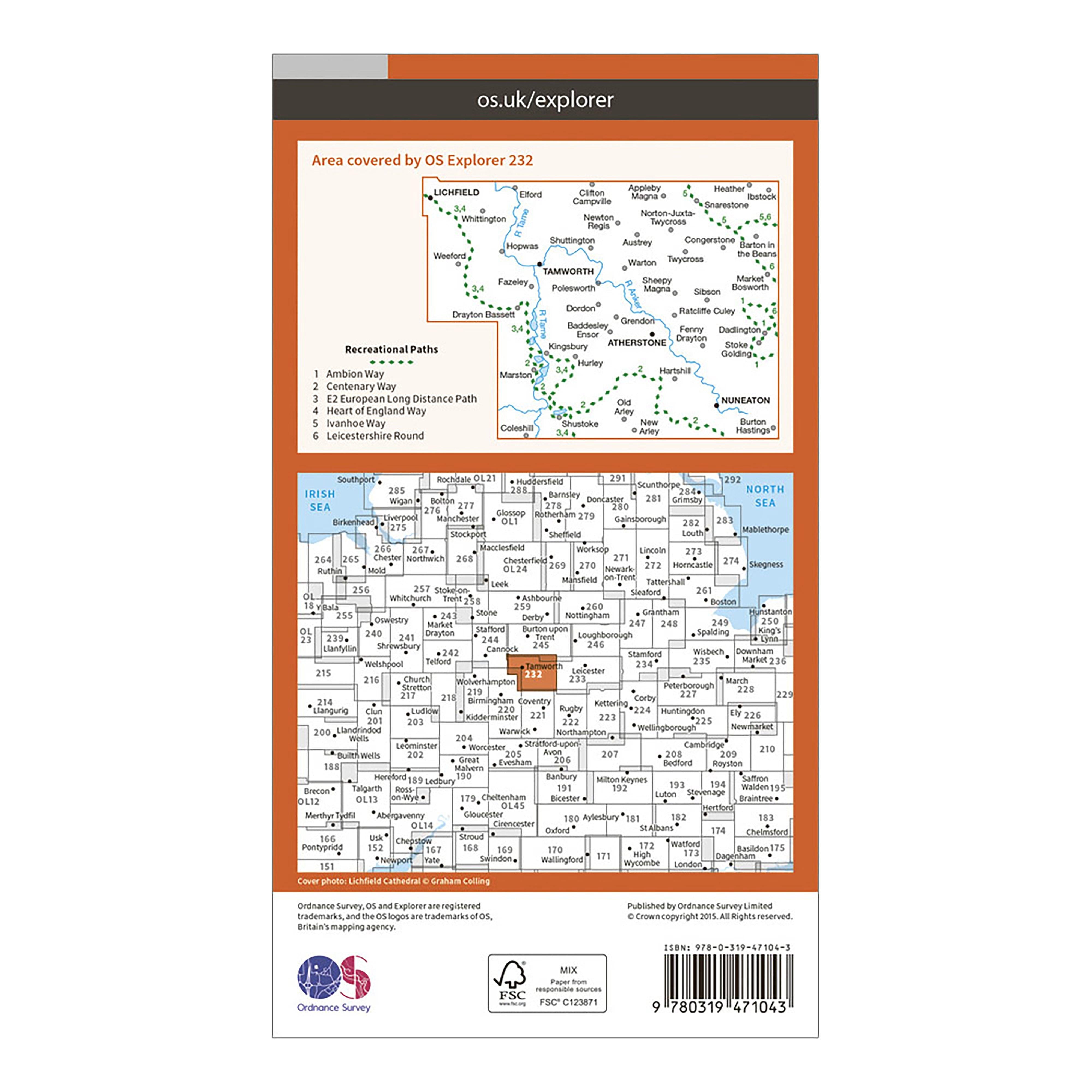 Explorer Active 232 Nuneaton & Tamworth Map With Digital Version