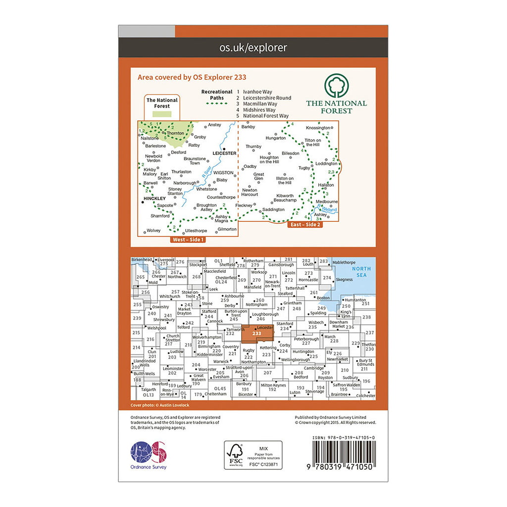 Explorer Active 233 Leicester & Hinckley Map With Digital Version
