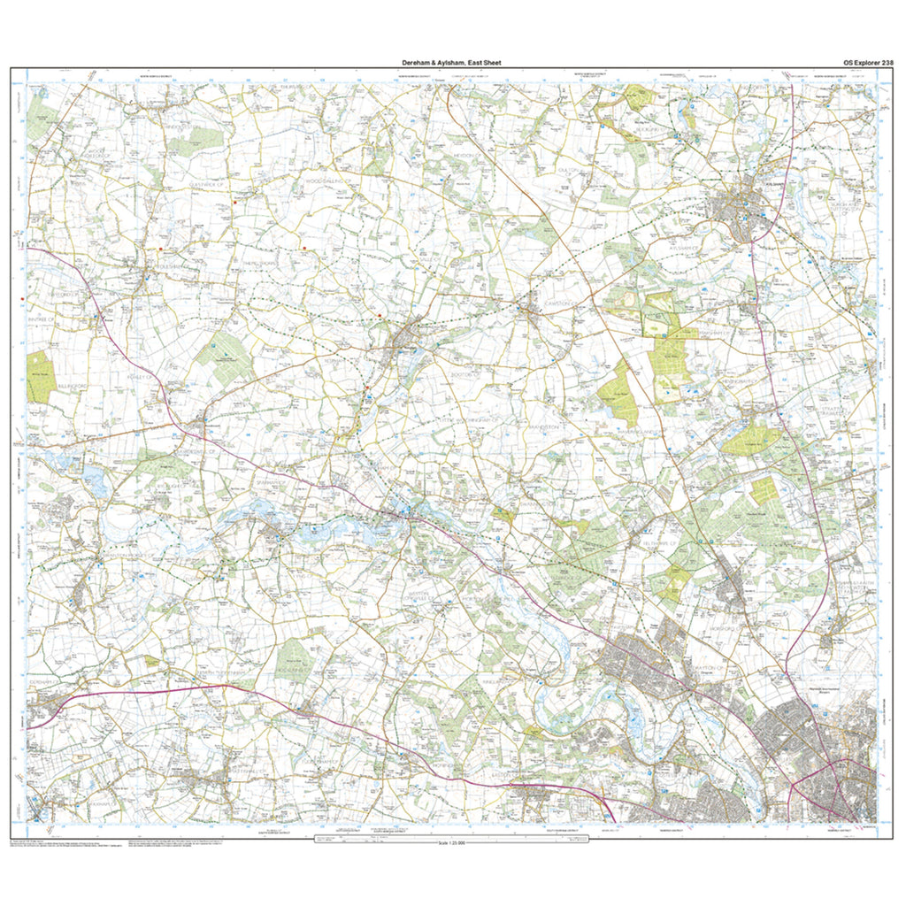 Explorer Active 238 East Dereham & Aylsham Map With Digital Version