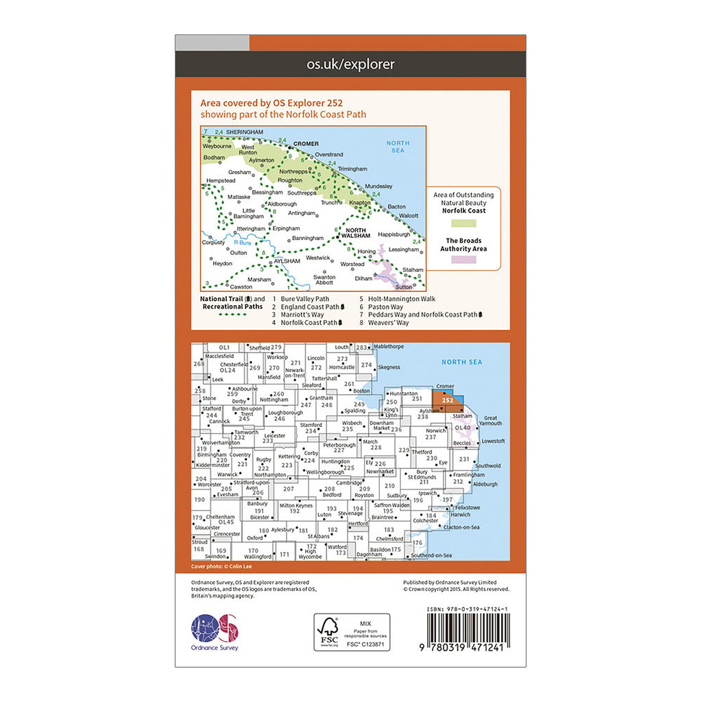 Os Map 252 Ordnance Survey Explorer Active 252 Norfolk Coast East Map With Digital ...