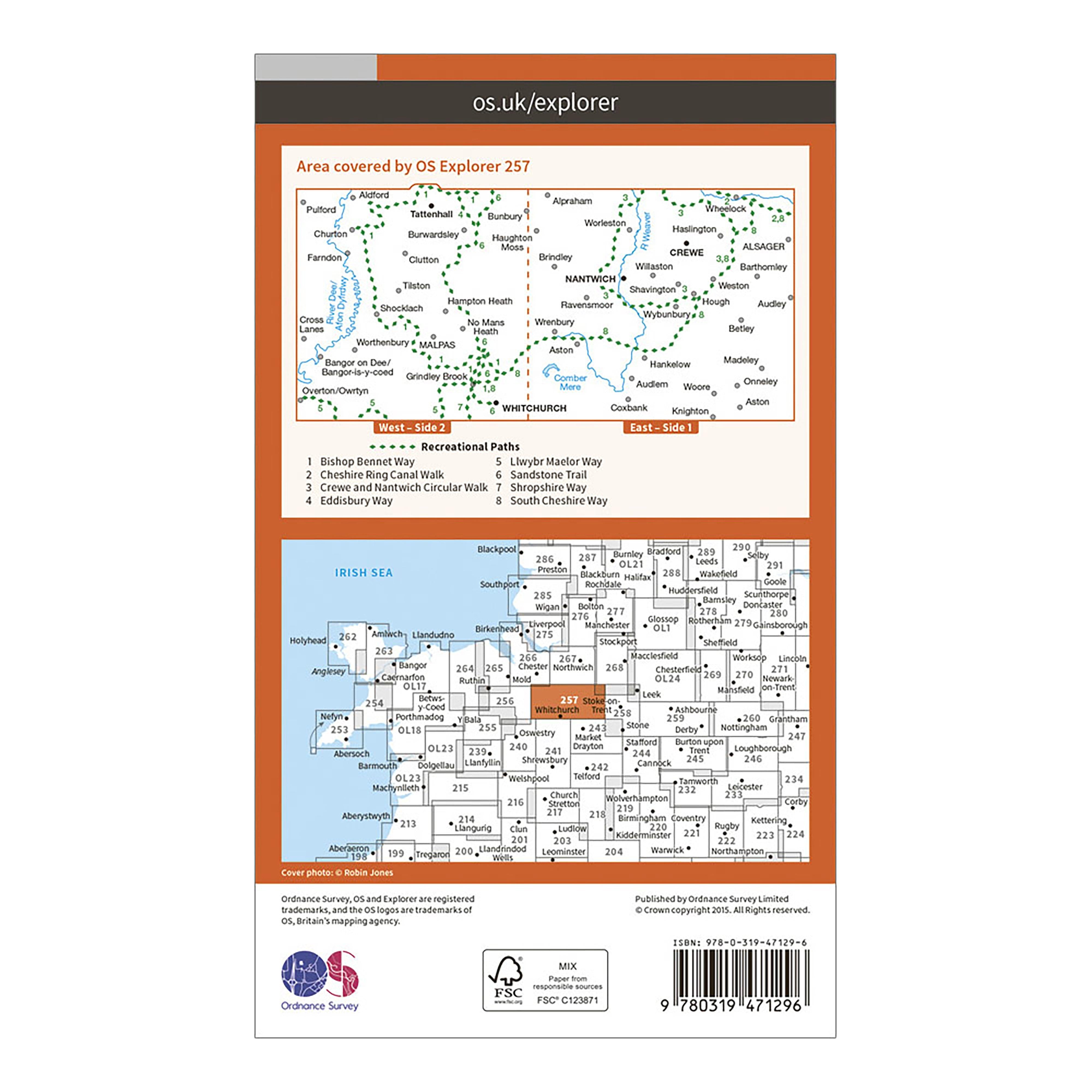 Explorer Active 257 Crewe & Nantwich Map with Digital Version