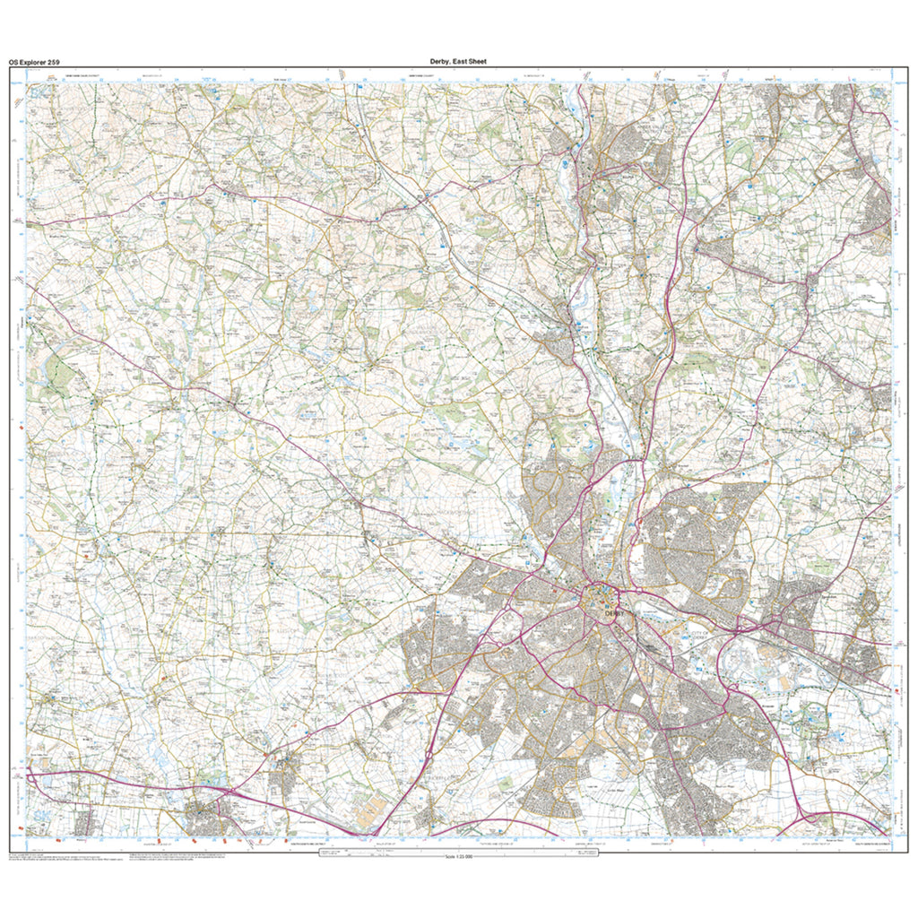 Explorer Active 259 Derby, Uttoxeter, Ashbourne & Cheadle Map With Digital Version