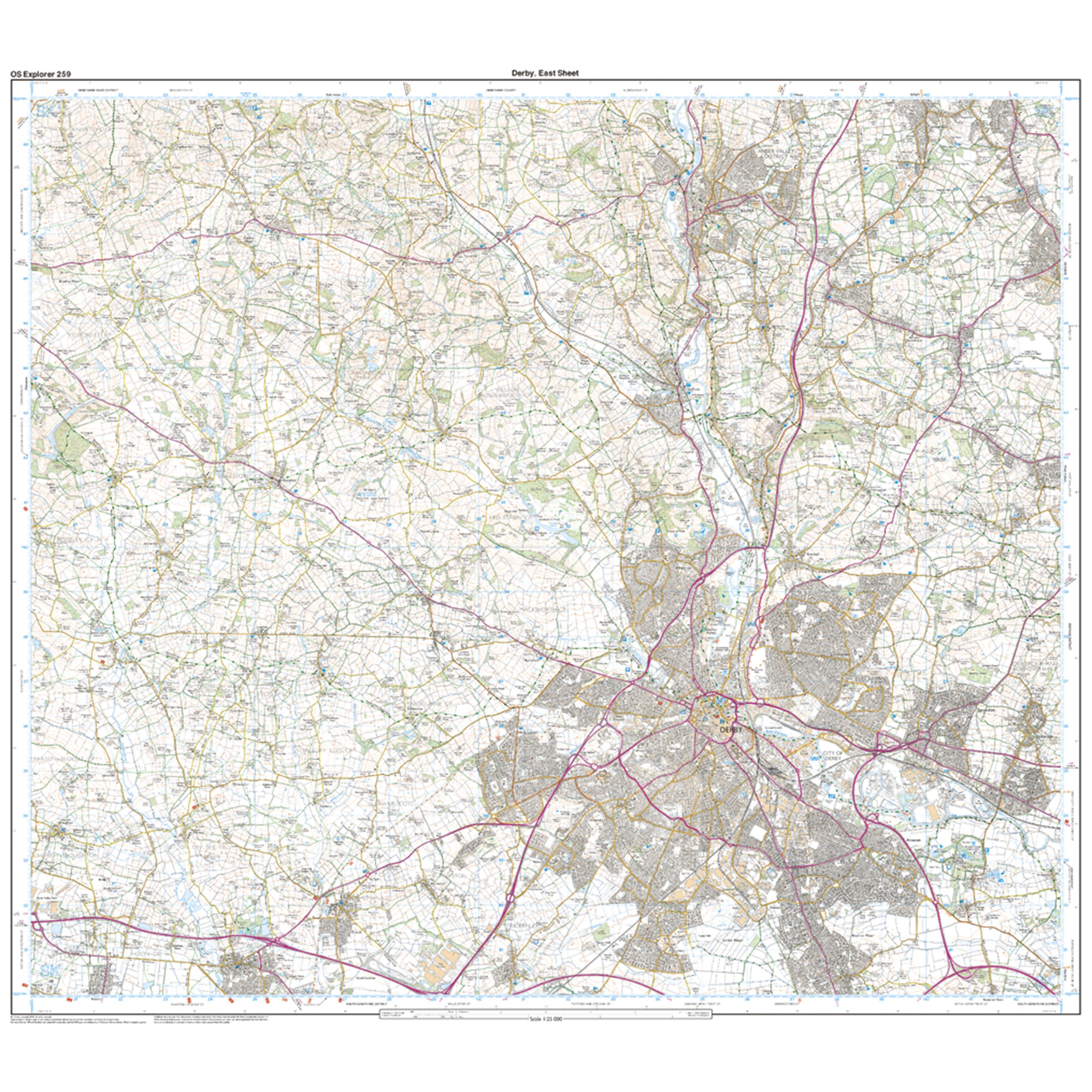 Explorer Active 259 Derby, Uttoxeter, Ashbourne & Cheadle Map With Digital Version