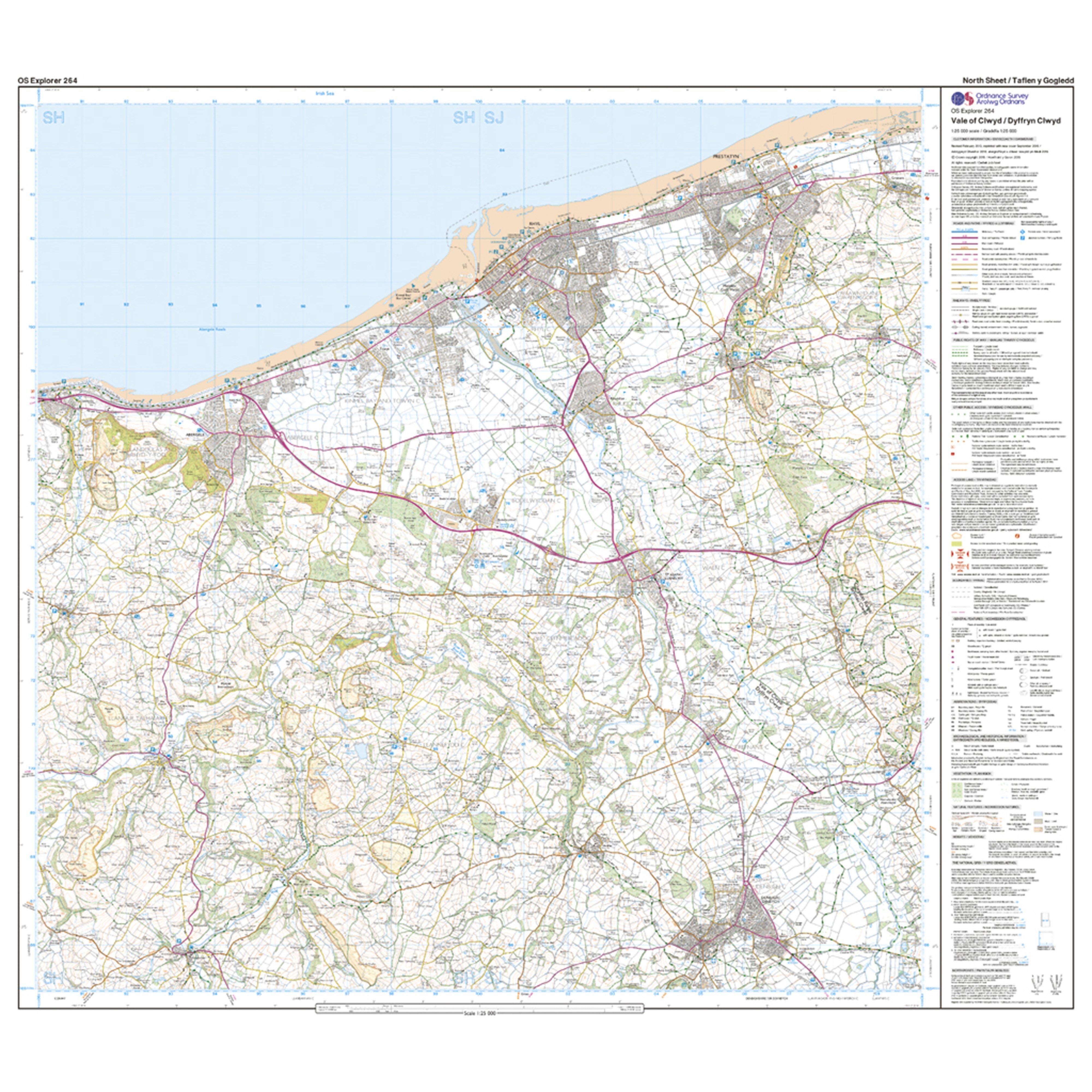 Explorer Active 264 Vale of Clwyd, Rhyl, Denbigh & Ruthin Map With Digital Version