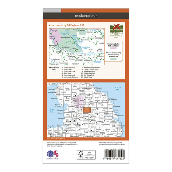 Explorer Active 297 Lower Wharfedale & Washburn Valley Map With Digital Version