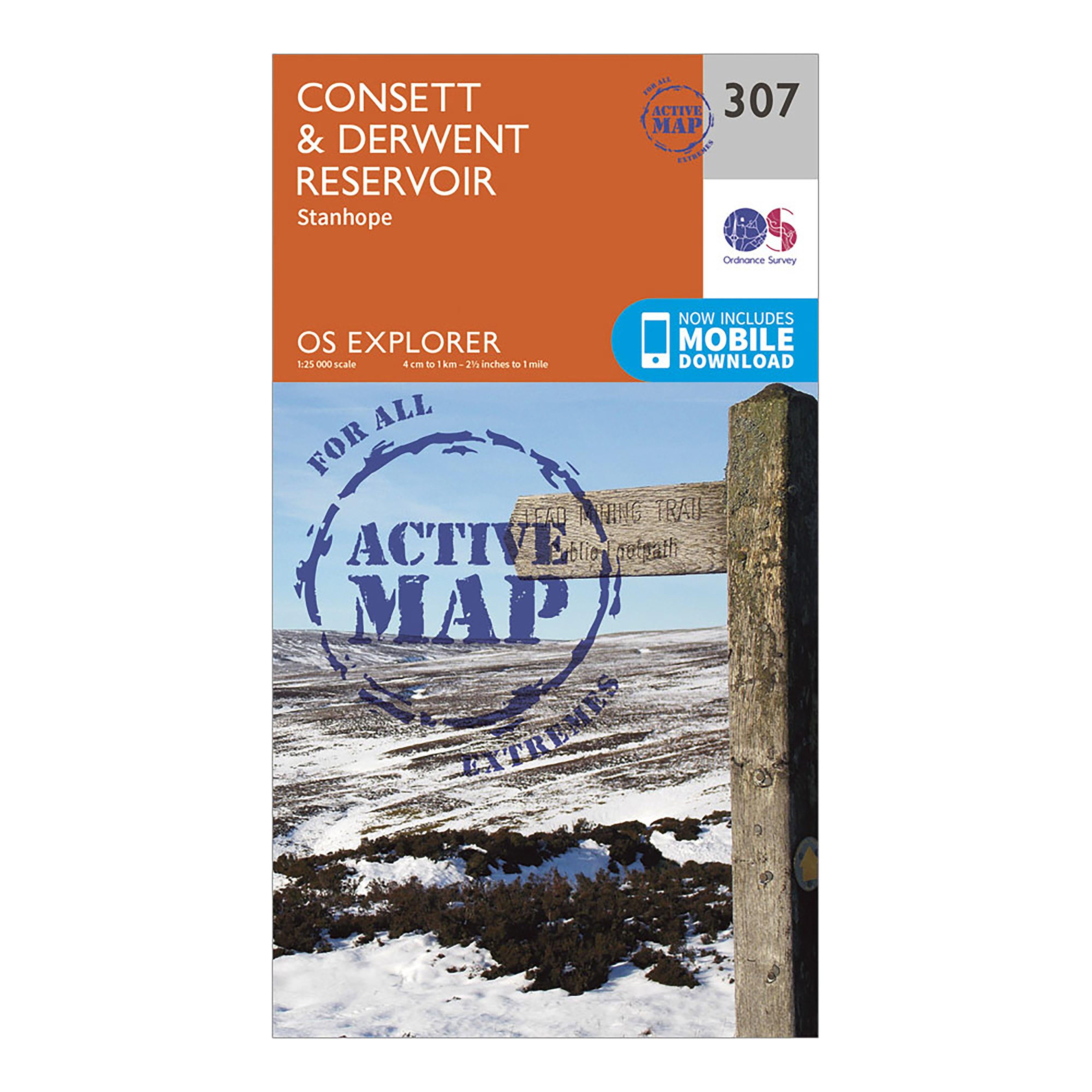 Explorer Active 307 Consett & Derwent Reservoir Map With Digital Version