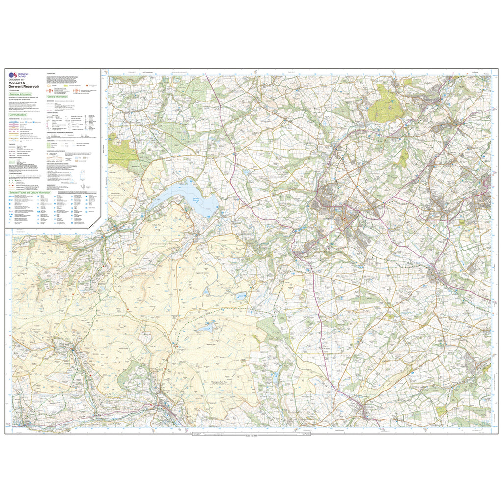 Explorer Active 307 Consett & Derwent Reservoir Map With Digital Version