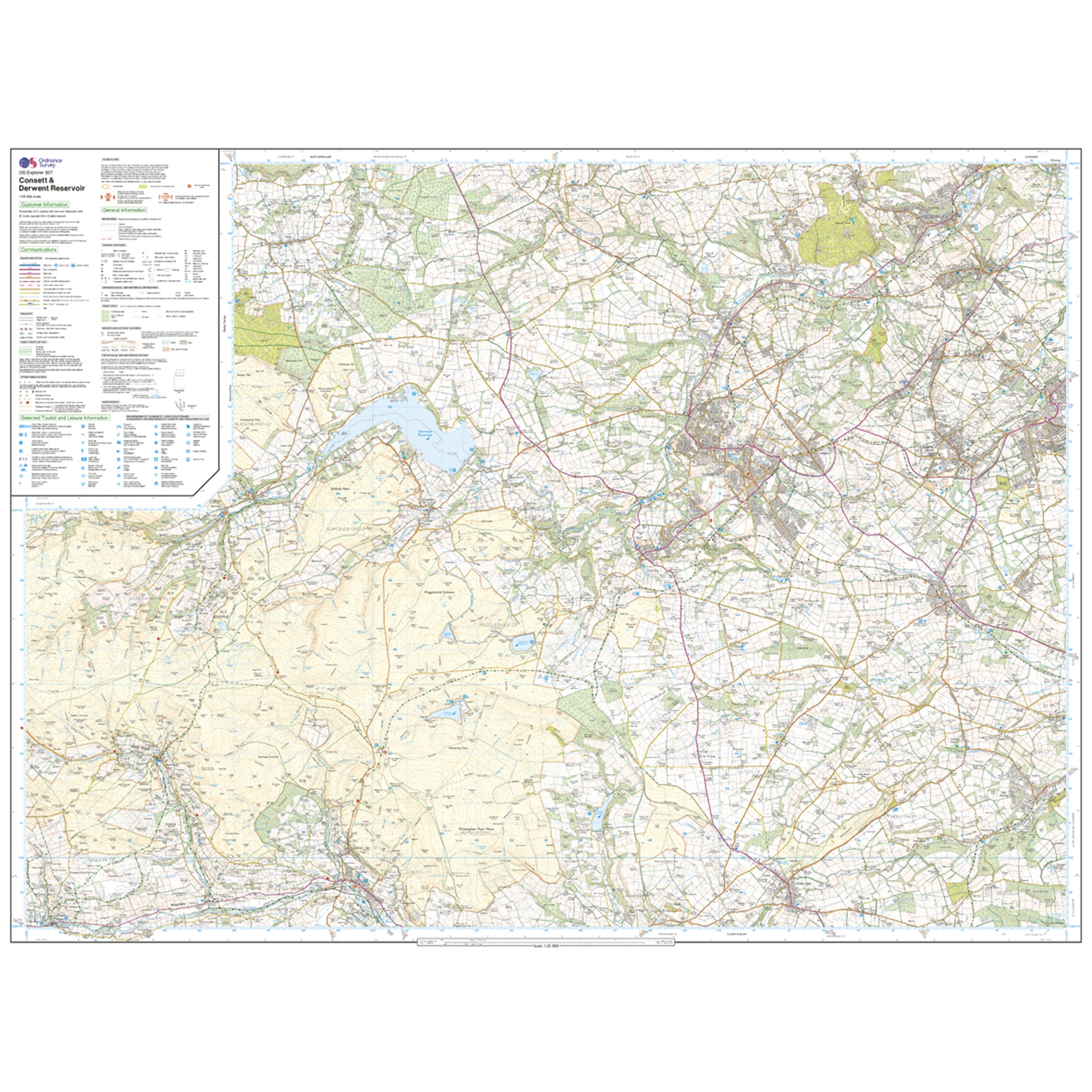 Explorer Active 307 Consett & Derwent Reservoir Map With Digital Version