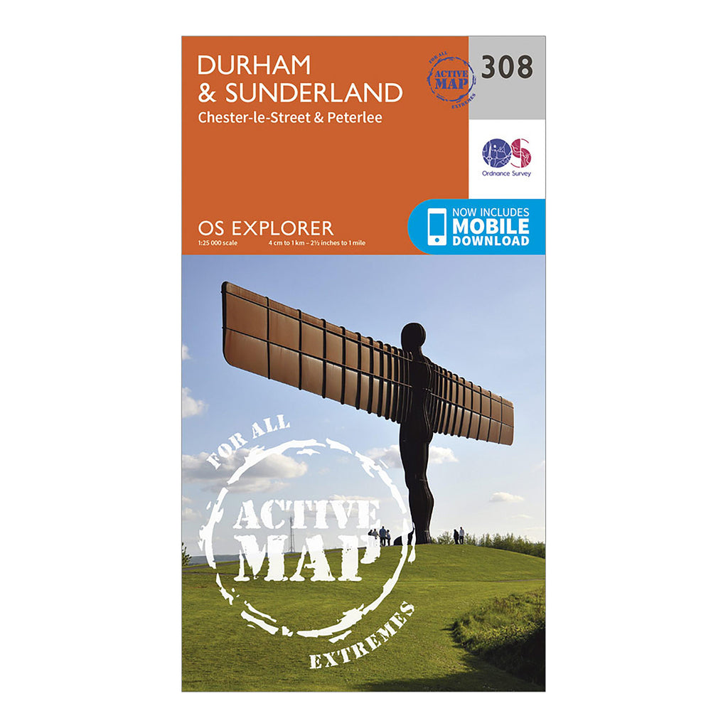 Explorer Active 308 Durham & Sunderland Map With Digital Version