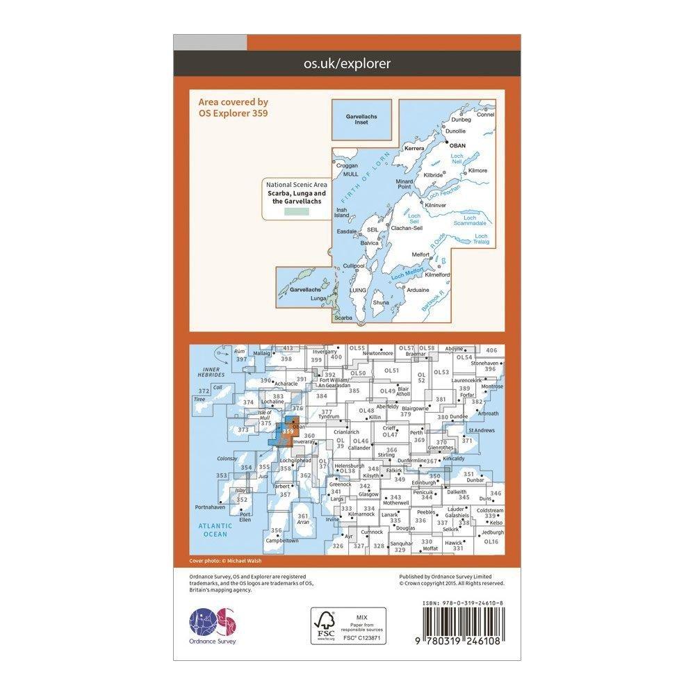 Explorer 359 Oban, Kerrera & Loch Melfort Map With Digital Version