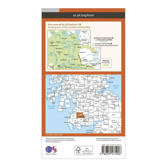 Explorer Active 318 Galloway Forest Park North Map With Digital Version