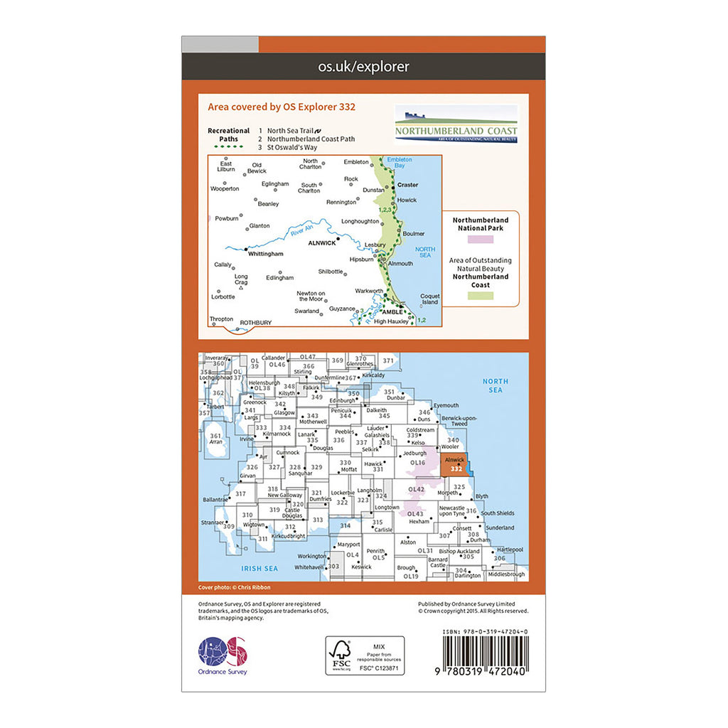 Explorer Active 332 Alnwick & Amble Map With Digital Version