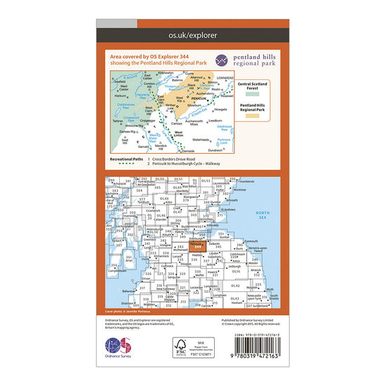 Explorer Active 344 Pentland Hills Map With Digital Version