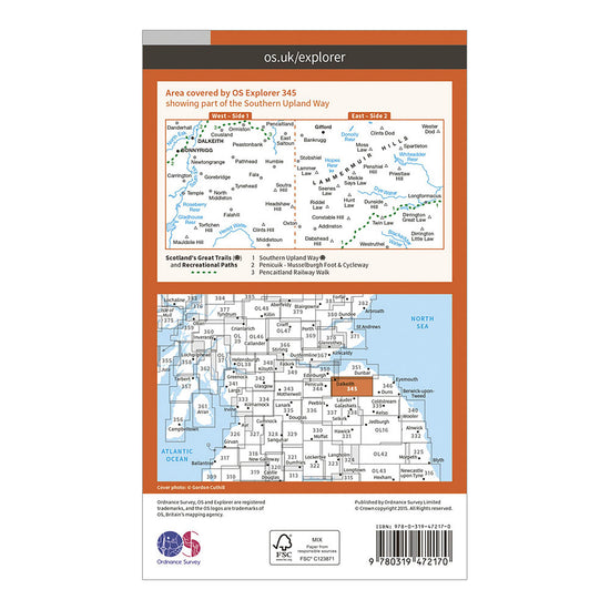 Explorer Active 345 Lammermuir Hills Map With Digital Version