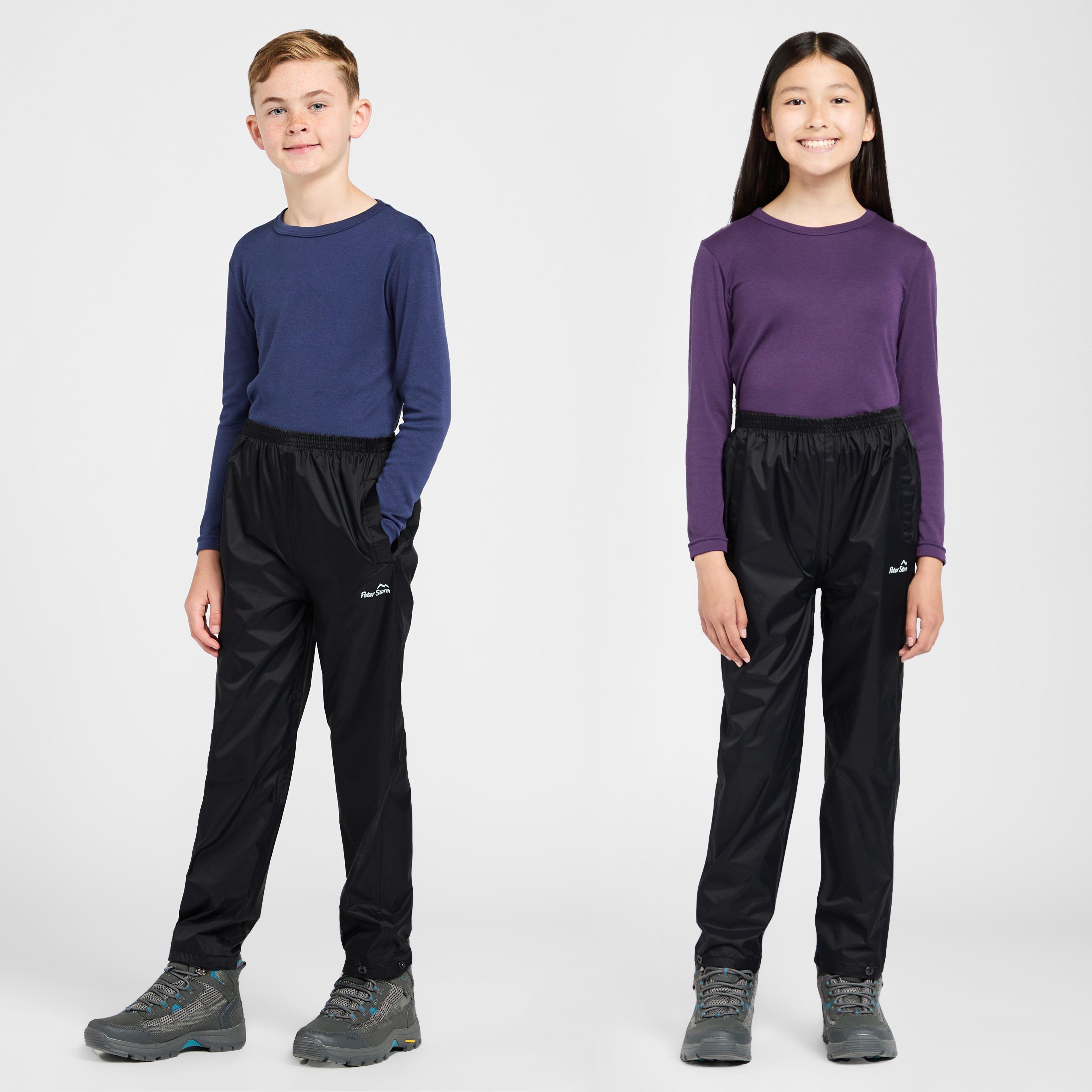 Kids Packable Waterproof Pants Black