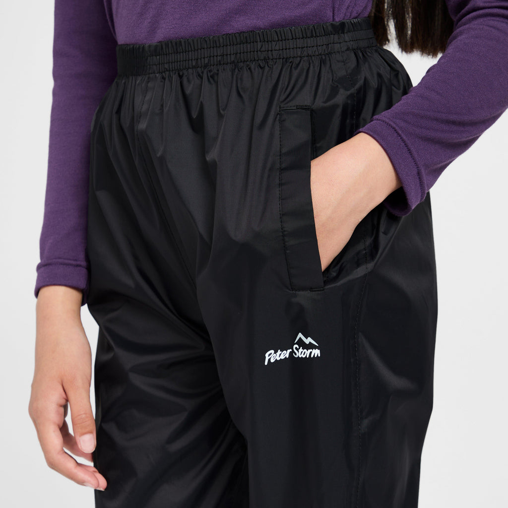 Kids Packable Waterproof Pants Black