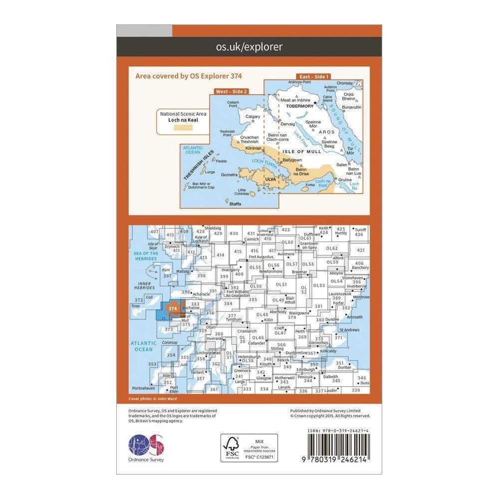 Explorer 374 Isle of Mull North & Tobermory Map With Digital Version