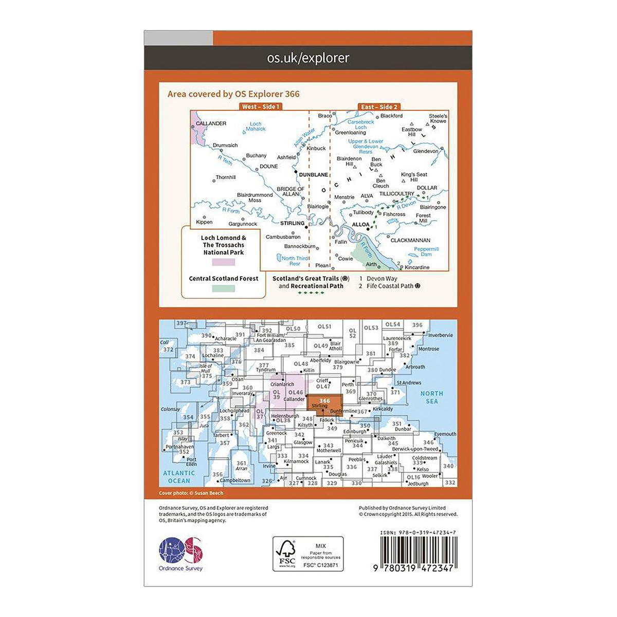 Explorer Active 366 Stirling & Ochil Hills West Map With Digital Version