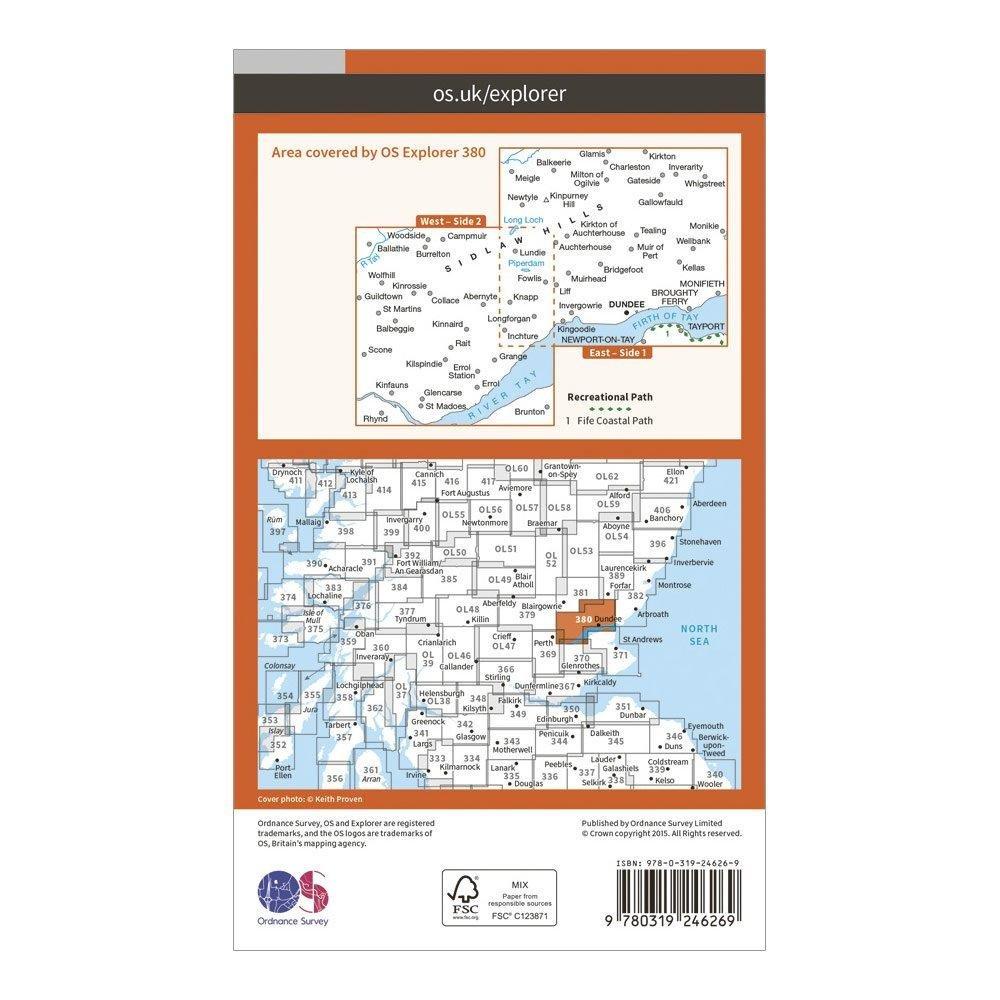Explorer 380 Dundee & Sidlaw Hills Map With Digital Version