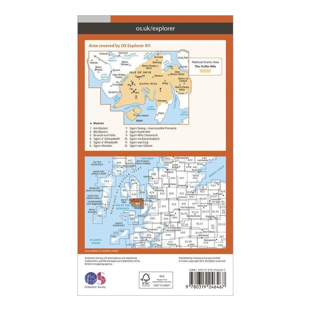 Explorer 411 Skye - Cuillin Hills Map With Digital Version