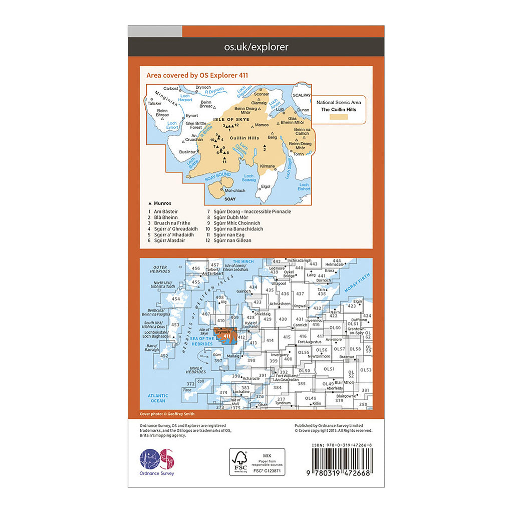 Explorer Active 411 Skye – Cuillin Hills Map With Digital Version