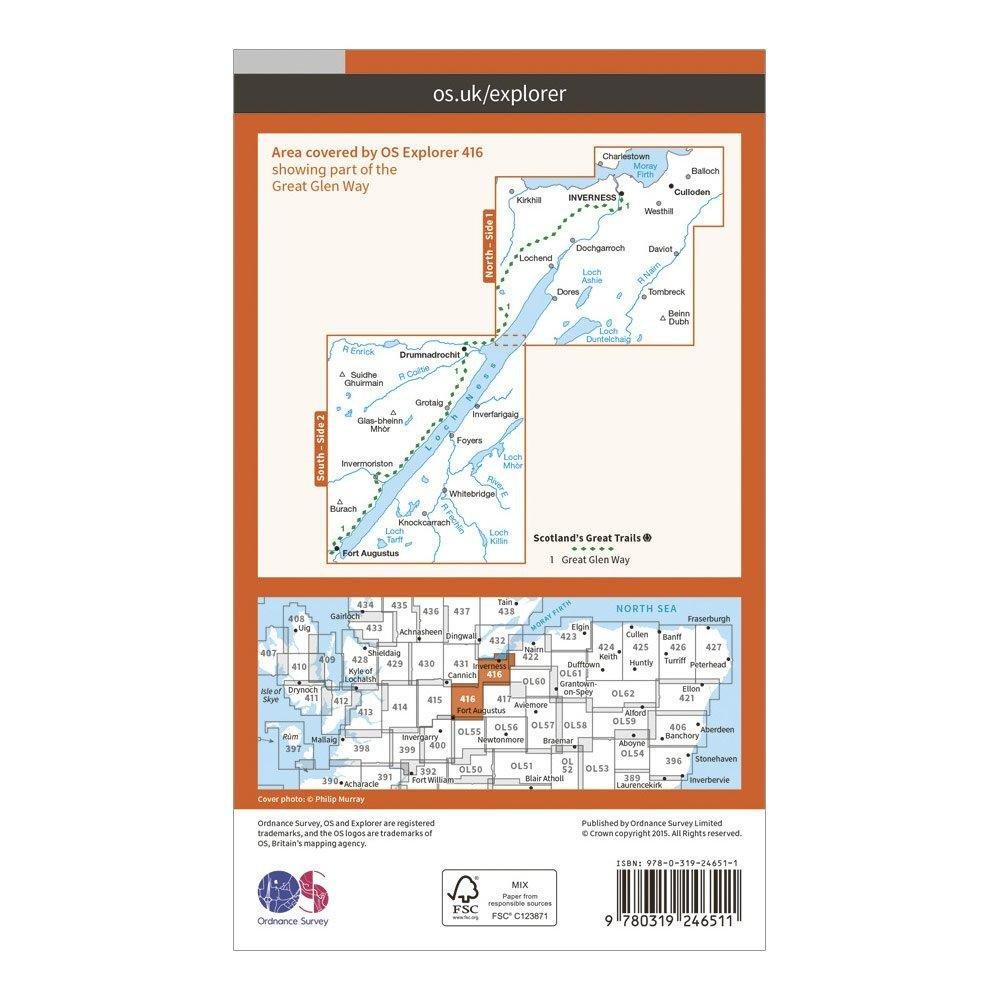 Explorer 416 Inverness, Loch Ness & Culloden Map With Digital Version