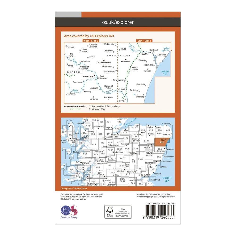 Explorer 421 Ellon & Inverurie Map With Digital Version