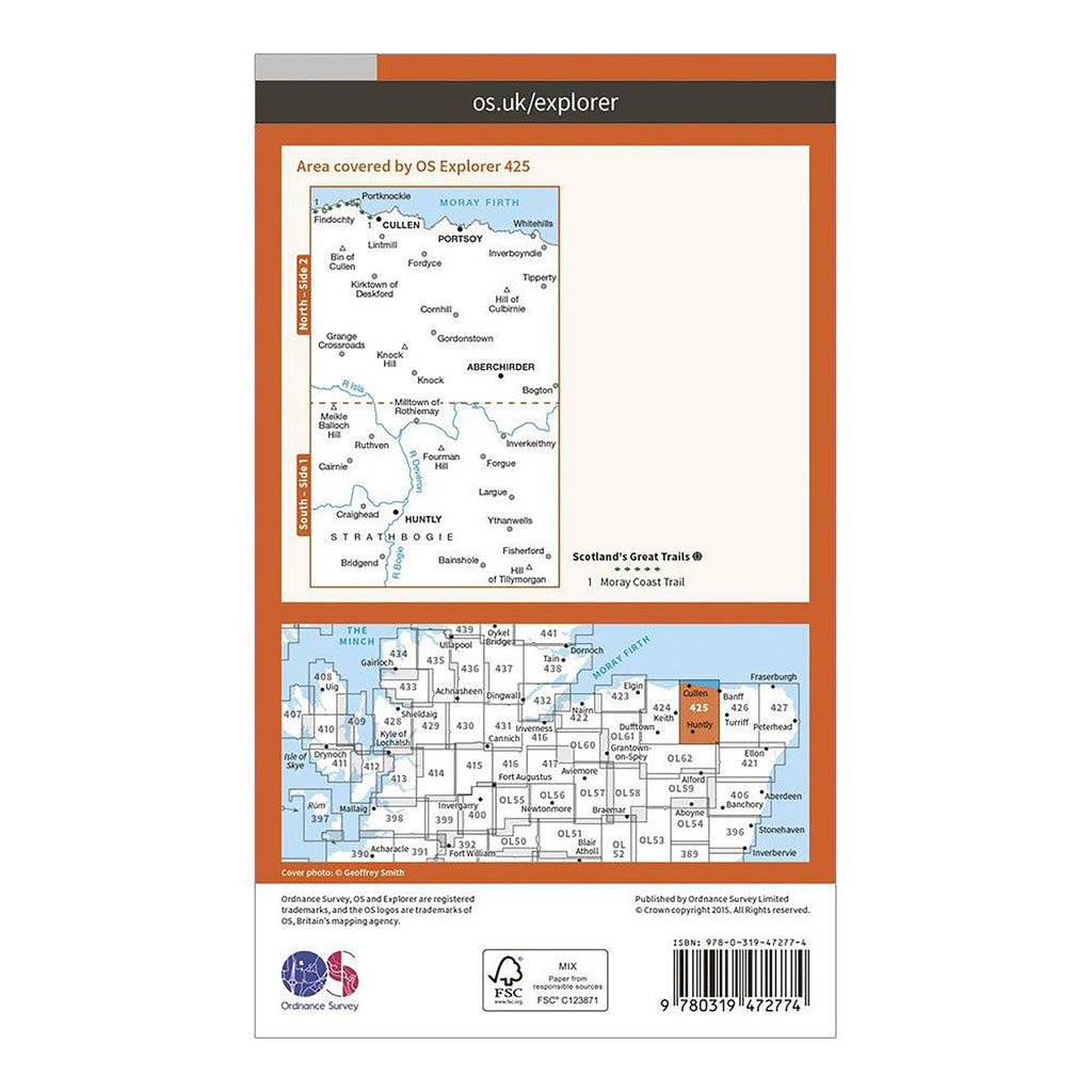 Explorer Active 425 Huntly & Cullen Map With Digital Version