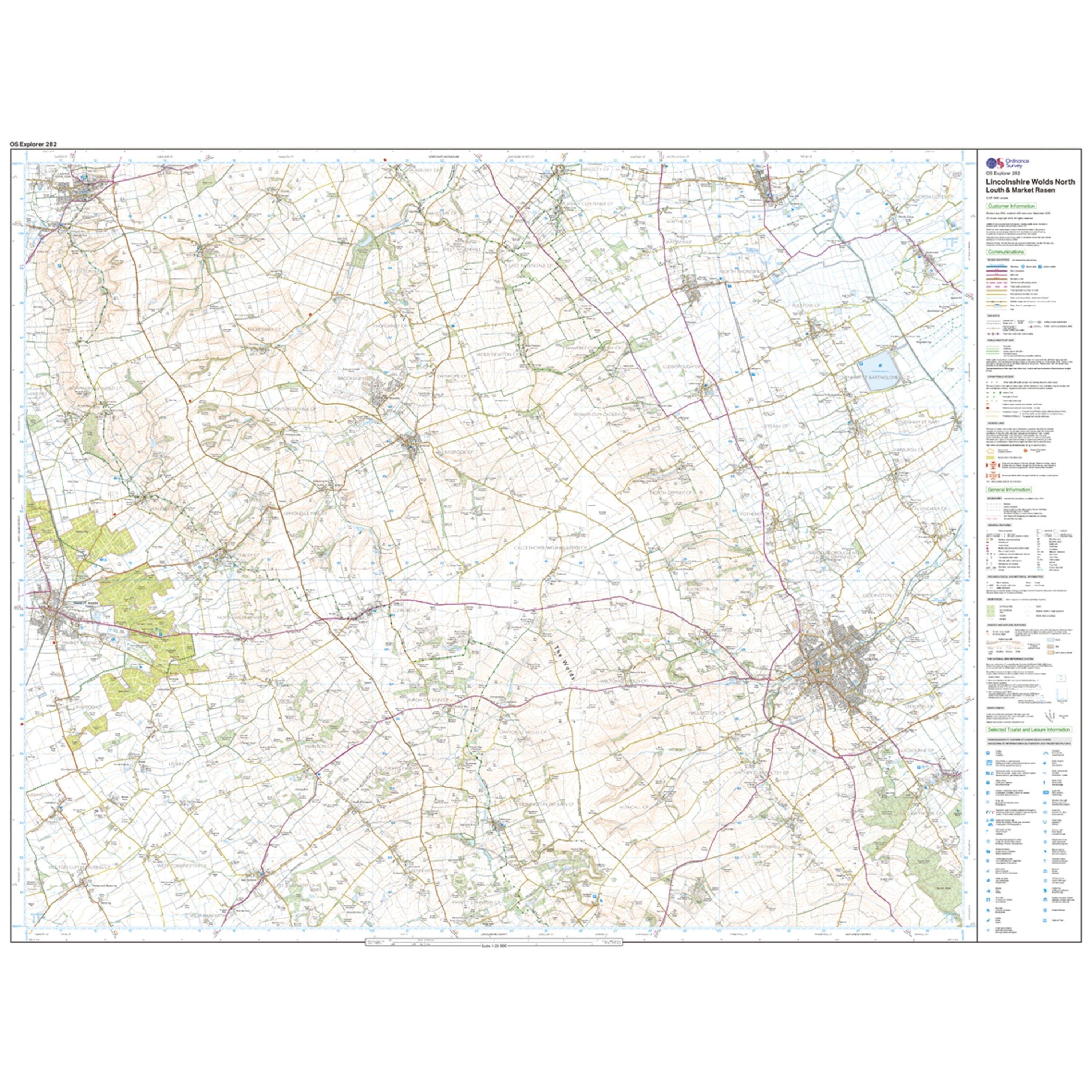 Explorer 282 Lincolnshire Wolds North Map With Digital Version