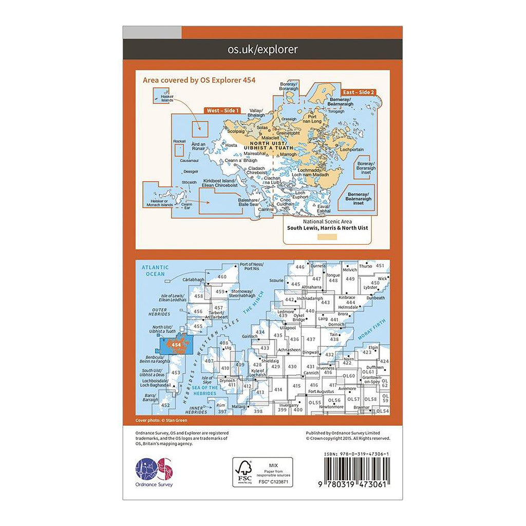 Explorer Active 454 North Uist & Berneray Map With Digital Version