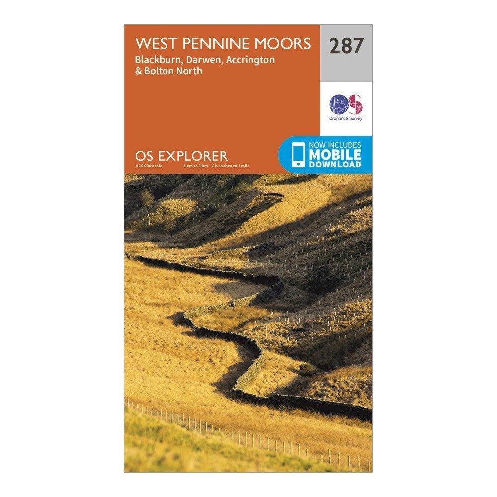 Explorer 287 West Pennine Moors, Blackburn, Darwen & Accrington Map With Digital Version