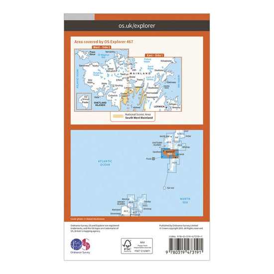 Explorer Active 467 Shetland - Mainland Central Map With Digital Version