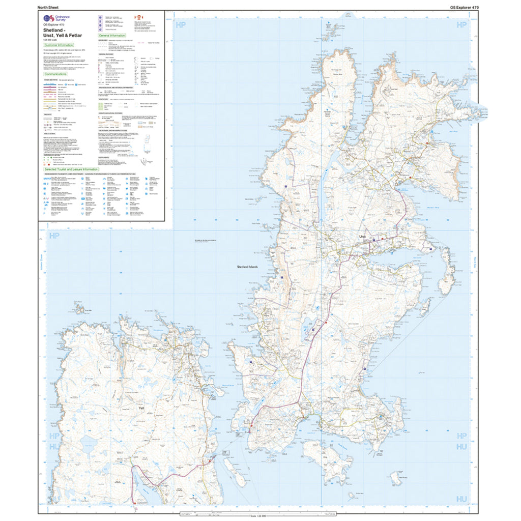 Explorer Active 470 Shetland - Unst, Yell & Fetlar Map With Digital Version