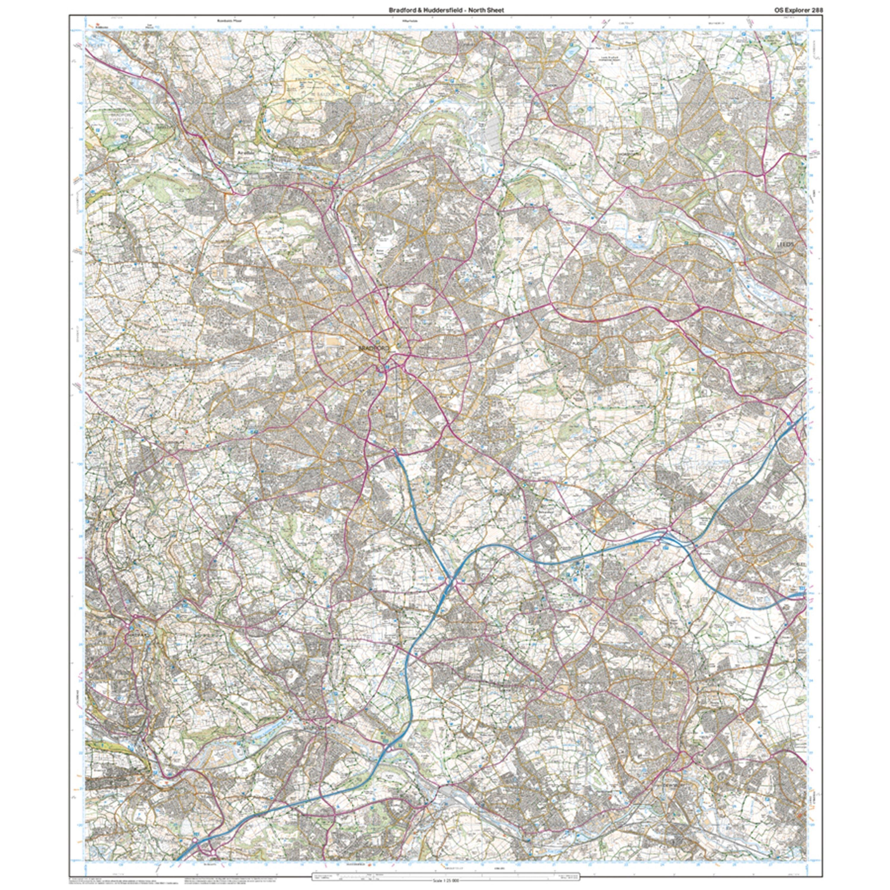 Explorer 288 Bradford & Huddersfield Map With Digital Version