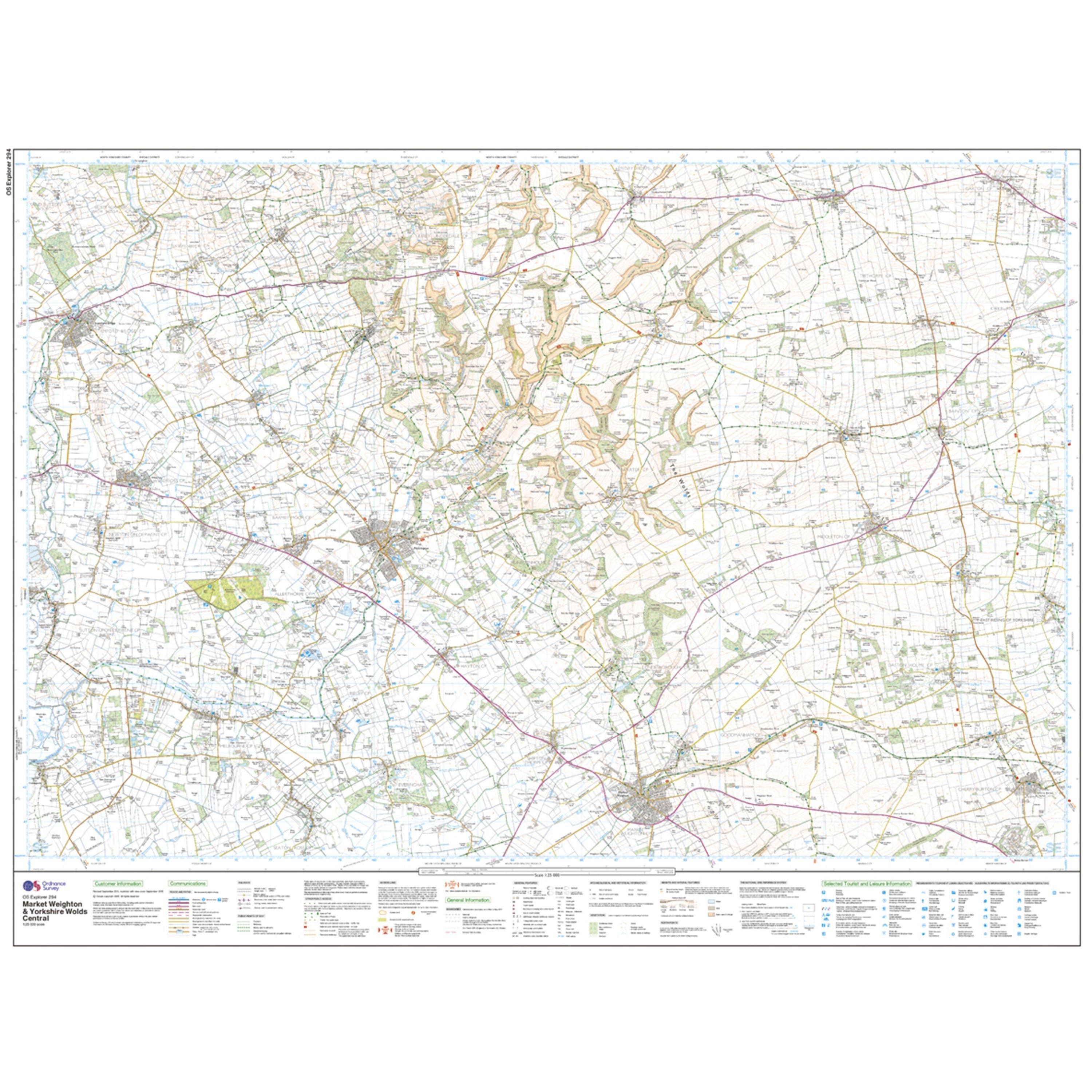 Explorer 294 Market Weighton & Yorkshire Wolds Central Map With Digital Version