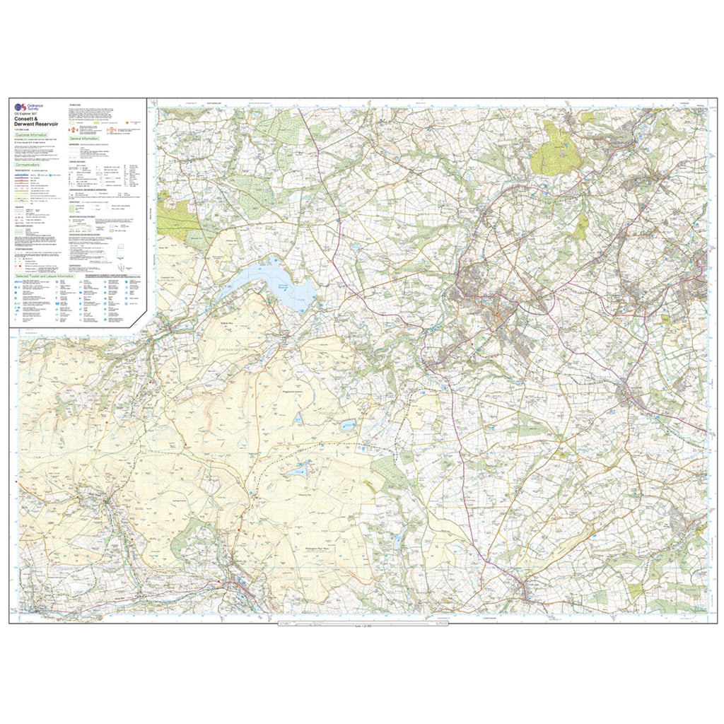 Explorer 307 Consett & Derwent Reservoir Map With Digital Version