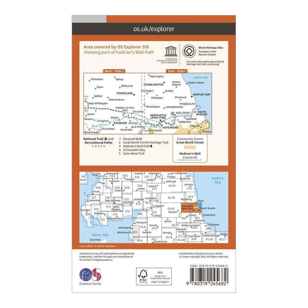 Explorer 316 Newcastle upon Tyne Map With Digital Version