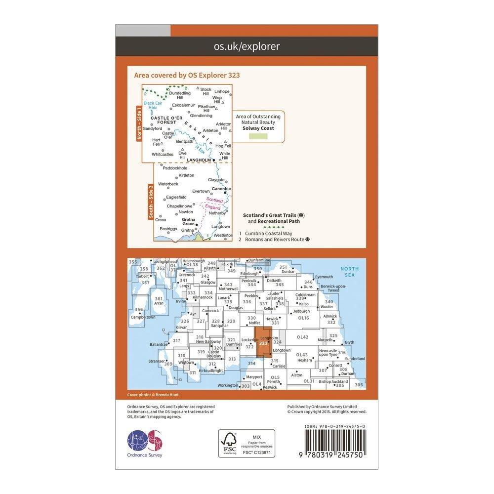 Explorer 323 Eskdale & Castle O'er Forest Map With Digital Version