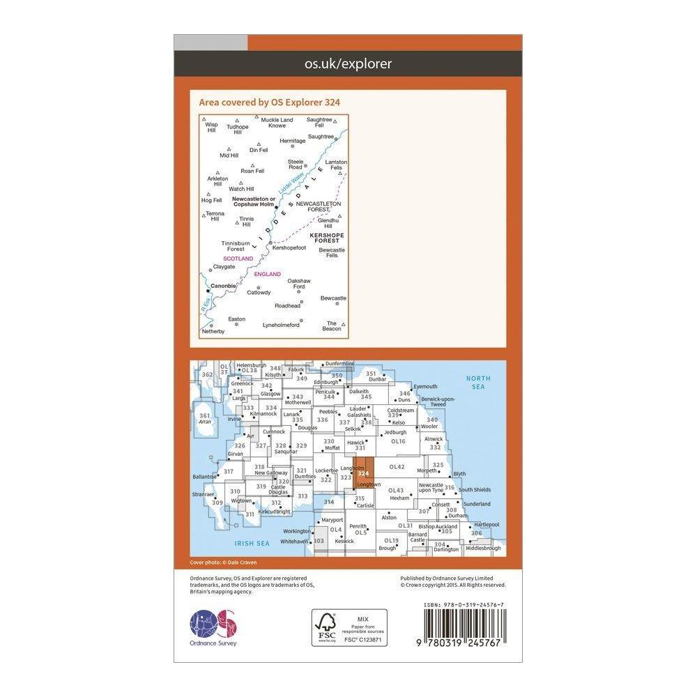 Explorer 324 Liddesdale & Kershope Forest Map With Digital Version